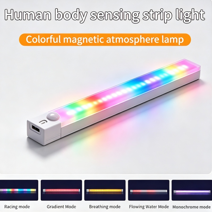 Gaming Desk With Hutch - Luz LED RGB recargable para escritorio,