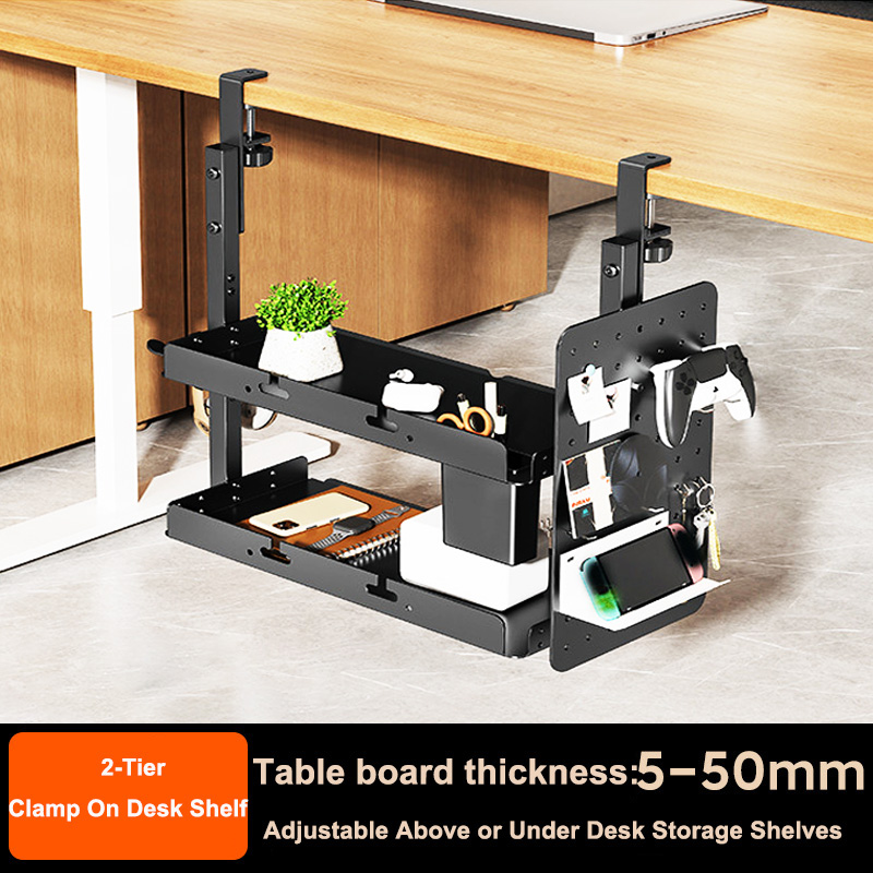 Gaming Desk With Hutch - Estante de 2 niveles de 14