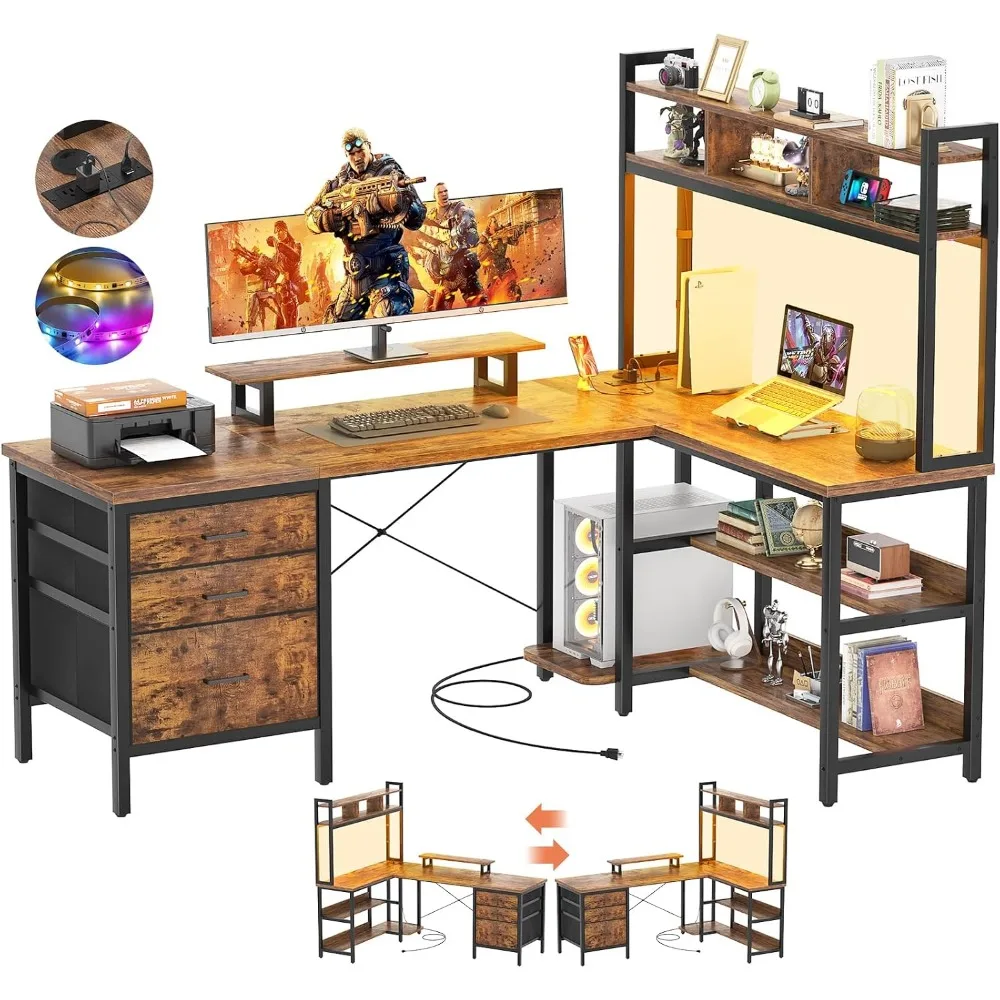 Gaming Desk With Hutch - Escritorio en Forma de L Aheaplus