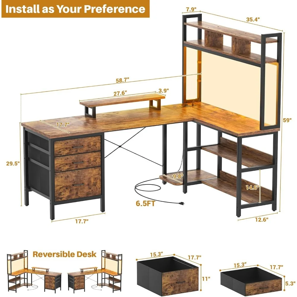 Escritorio en Forma de L Aheap - Gaming Desk With Hutch reseña y precio