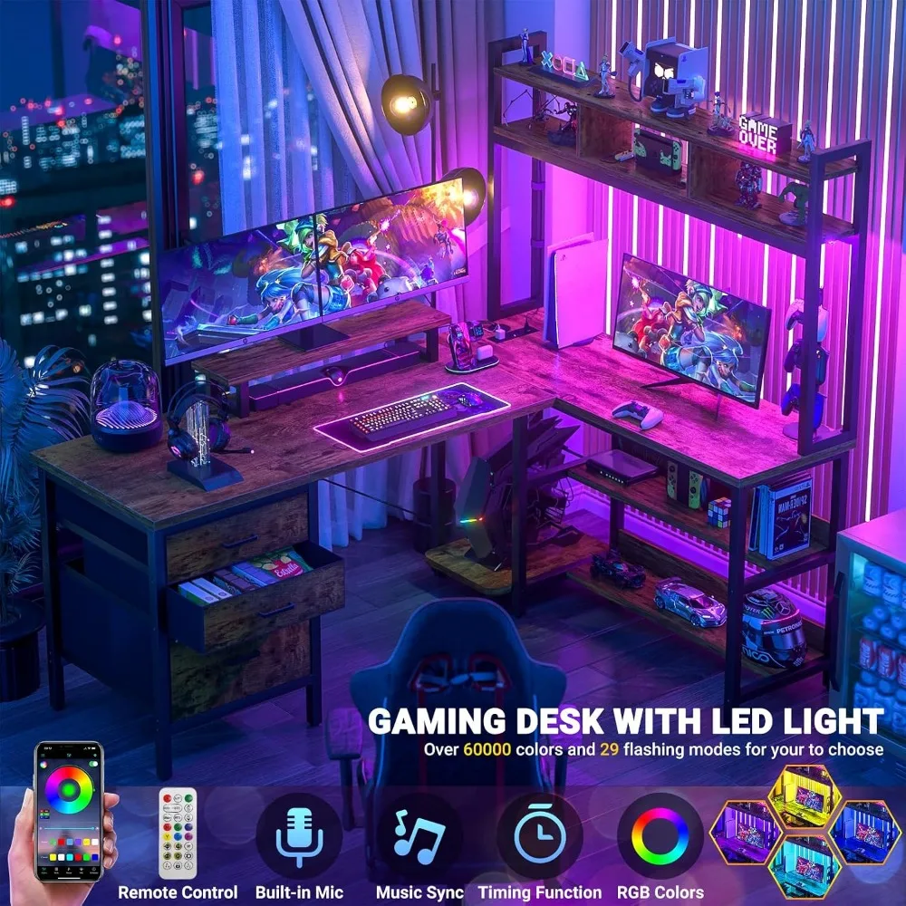 Escritorio en Forma de L Aheap - Gaming Desk With Hutch reseña y precio