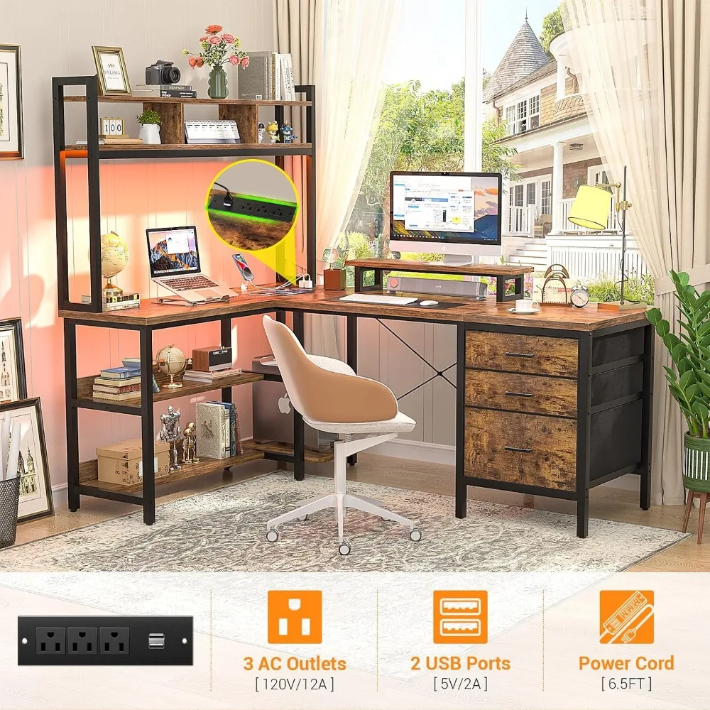 Escritorio en Forma de L Aheap - Gaming Desk With Hutch reseña y precio